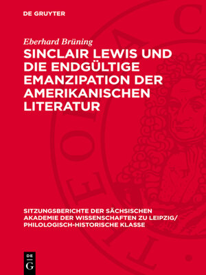 cover image of Sinclair Lewis und die endgültige Emanzipation der amerikanischen Literatur